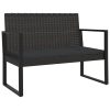 Garden Bench with Cushions Black 106 cm Poly Rattan