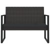 Garden Bench with Cushions Black 106 cm Poly Rattan