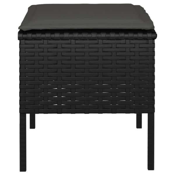 Garden Footstools with Cushions 4 pcs Poly Rattan – Black