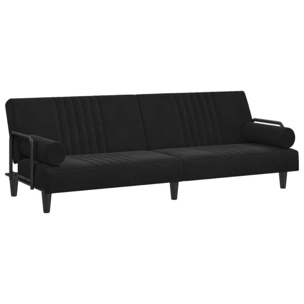 Sofa Bed with Armrests Black Velvet