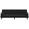 Sofa Bed with Armrests Black Velvet