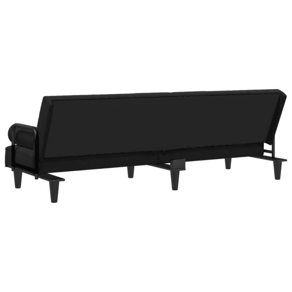 Sofa Bed with Armrests Black Velvet