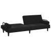 Sofa Bed with Armrests Black Velvet