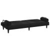 Sofa Bed with Armrests Black Velvet