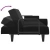 Sofa Bed with Armrests Black Velvet