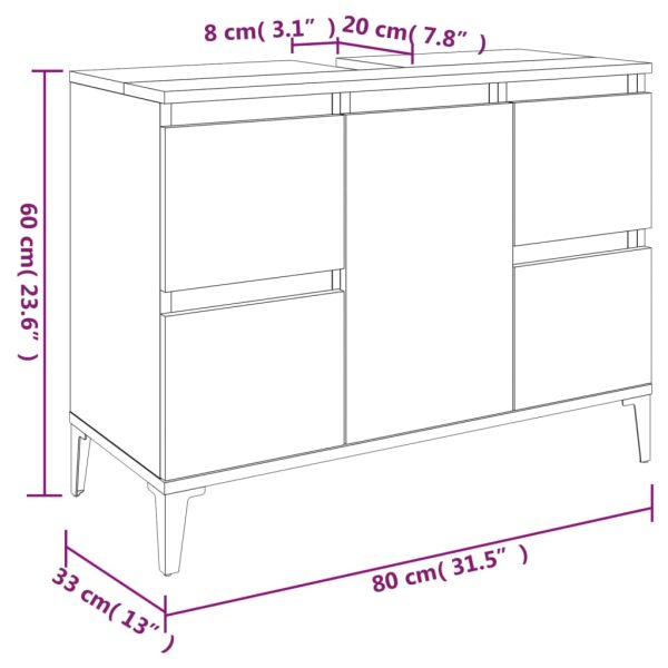 Sink Cabinet 80x33x60 cm Engineered Wood – White