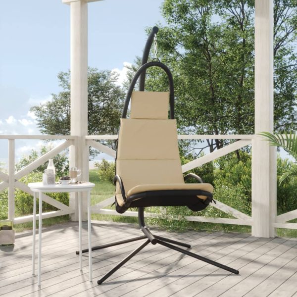 Garden Swing Chair with Cushion Oxford Fabric and Steel – Cream