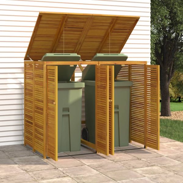 Double Garbage Bin Shed Solid Wood Acacia – 140x89x117 cm