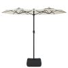 Double-Head Parasol with LEDs Sand 316×240 cm – White