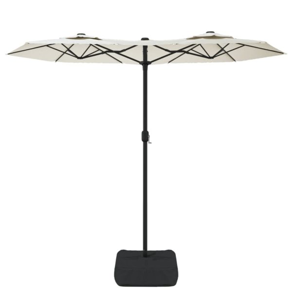 Double-Head Parasol with LEDs Sand 316×240 cm – White