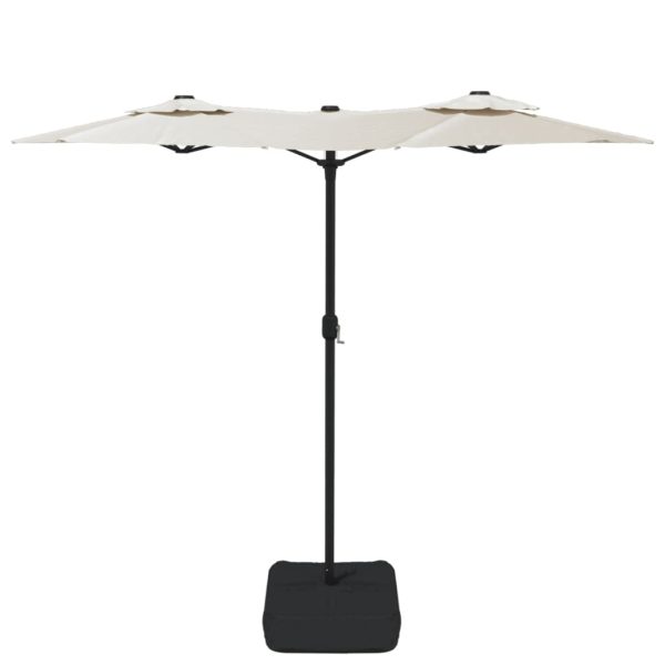 Double-Head Parasol with LEDs Sand 316×240 cm – White