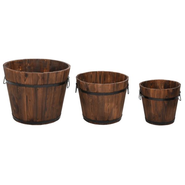 3 Piece Wooden Bucket Planter Set Solid Fir Wood – ? 45×35 cm