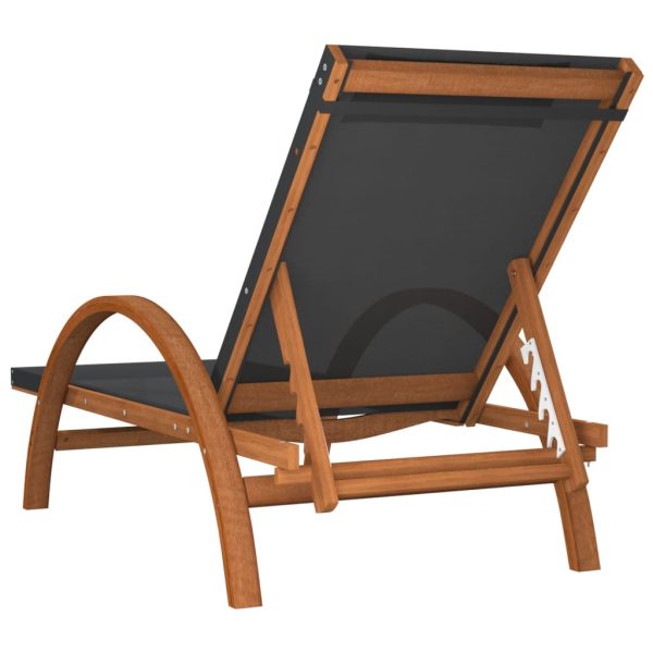 Sun Lounger with Pillow Grey Textilene and Solid Wood Poplar