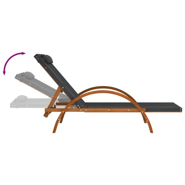 Sun Lounger with Pillow Grey Textilene and Solid Wood Poplar