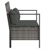 2-Seater Garden Bench with Cushions Poly Rattan – Grey