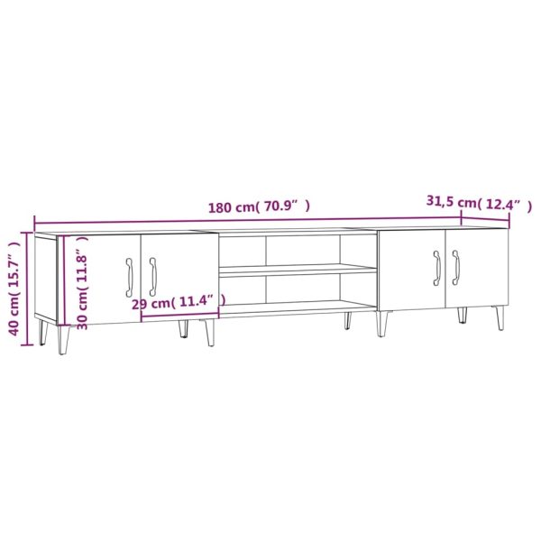 TV Cabinet 180×31.5×40 cm Engineered Wood – White