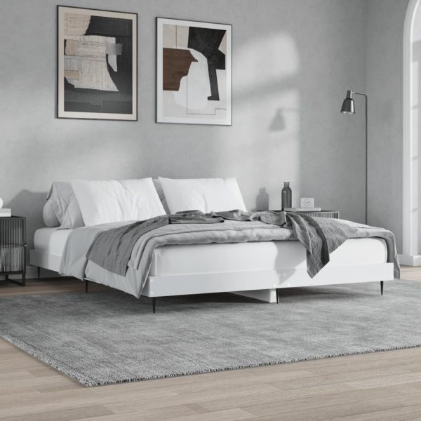 Bed Frame Engineered Wood – QUEEN, White