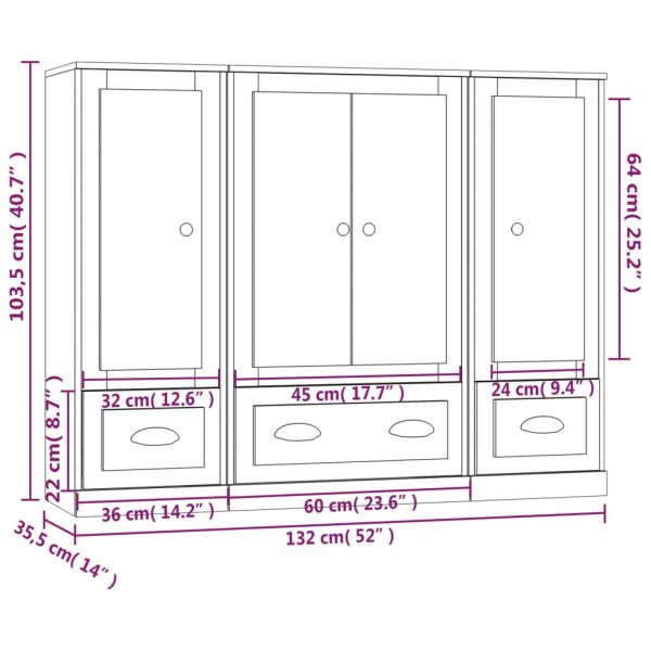 Highboards 3 pcs Engineered Wood – White