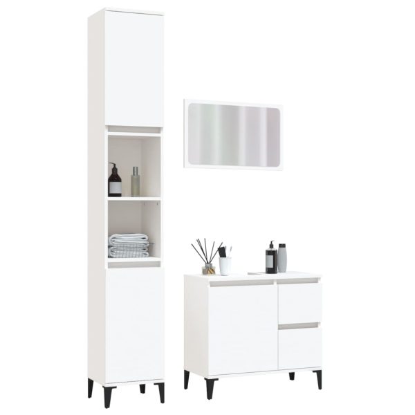 3 Piece Bathroom Furniture Set Engineered Wood – White