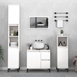 3 Piece Bathroom Furniture Set Engineered Wood