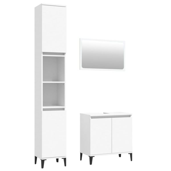 3 Piece Bathroom Furniture Set Engineered Wood – White