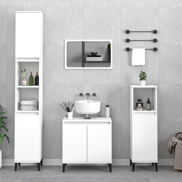 3 Piece Bathroom Furniture Set Engineered Wood – White