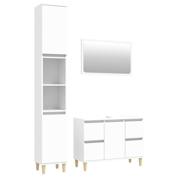 3 Piece Bathroom Furniture Set Engineered Wood – White