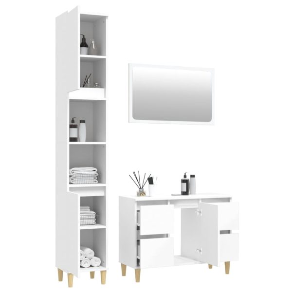 3 Piece Bathroom Furniture Set Engineered Wood – White