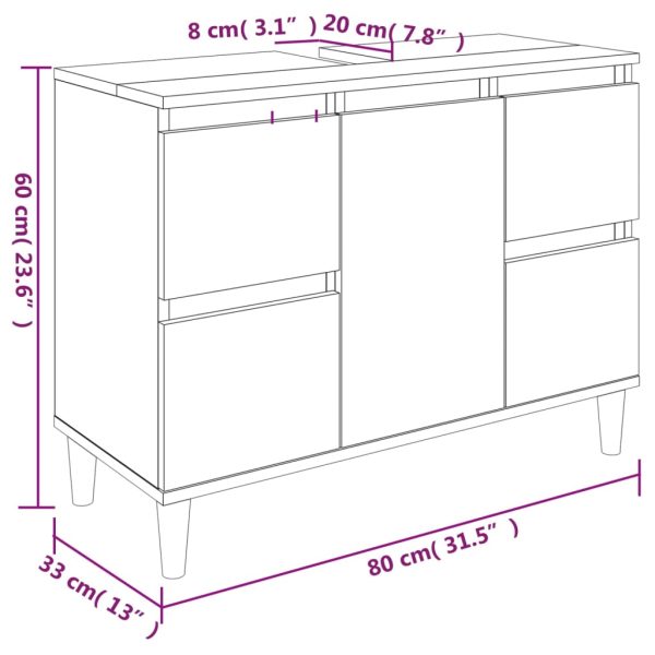 3 Piece Bathroom Furniture Set Engineered Wood – White