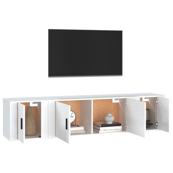 3 Piece TV Cabinet Set Engineered Wood – White