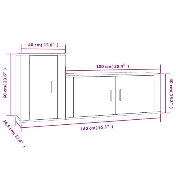 2 Piece TV Cabinet Set Engineered Wood – White