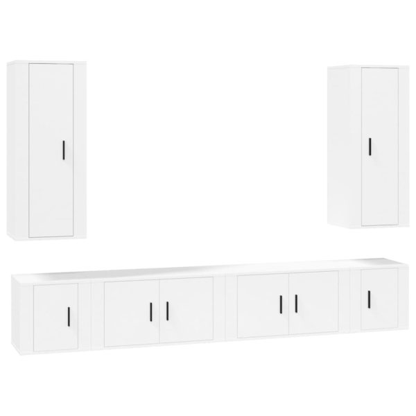 6 Piece TV Cabinet Set Engineered Wood – White