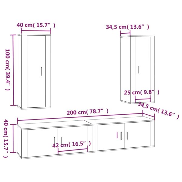 4 Piece TV Cabinet Set Engineered Wood – White