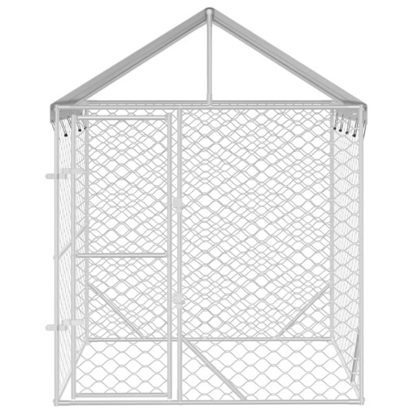 Outdoor Dog Kennel with Roof Silver 2x2x2.5 m Galvanised Steel