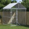 Outdoor Dog Kennel with Roof Silver 2x2x2.5 m Galvanised Steel