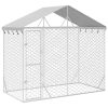 Outdoor Dog Kennel with Roof Silver 3×1.5×2.5 m Galvanised Steel