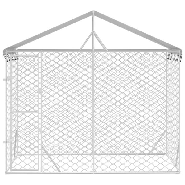 Outdoor Dog Kennel with Roof Silver 3×1.5×2.5 m Galvanised Steel