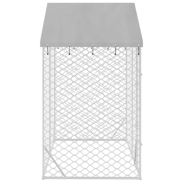 Outdoor Dog Kennel with Roof Silver 3×1.5×2.5 m Galvanised Steel