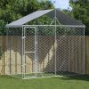 Outdoor Dog Kennel with Roof Silver 3×1.5×2.5 m Galvanised Steel