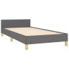 Bed Frame Dark Grey 107×203 cm King Single Size Fabric