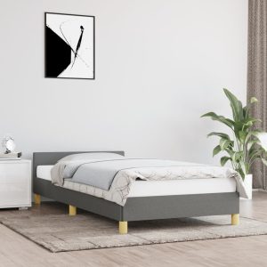 Bed Frame Dark Grey 107x203 cm King Single Size Fabric