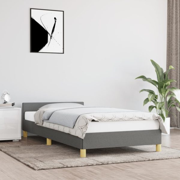 Bed Frame Dark Grey 107×203 cm King Single Size Fabric