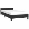 Bed Frame Black 107×203 cm King Single Size Faux Leather