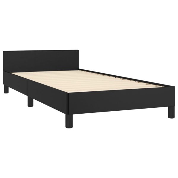 Bed Frame Black 107×203 cm King Single Size Faux Leather