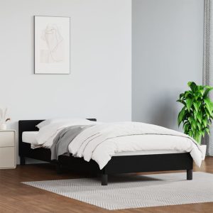 Bed Frame Black 107x203 cm King Single Size Faux Leather