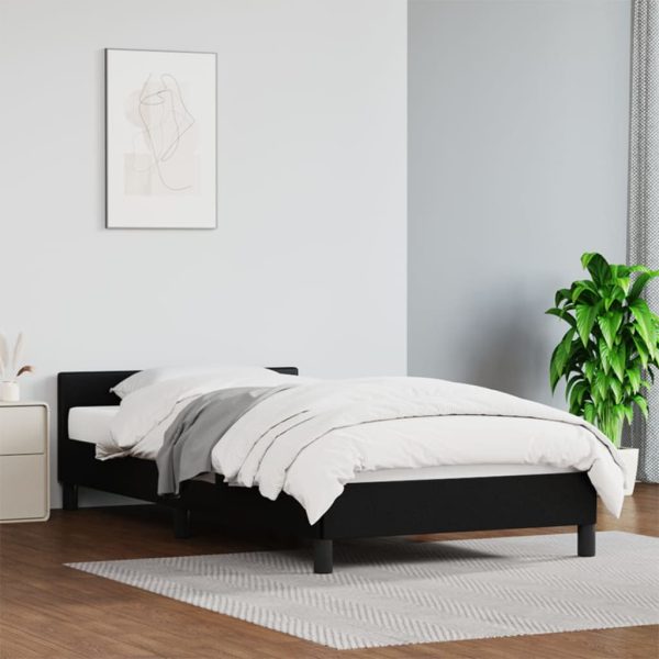 Bed Frame Black 107×203 cm King Single Size Faux Leather