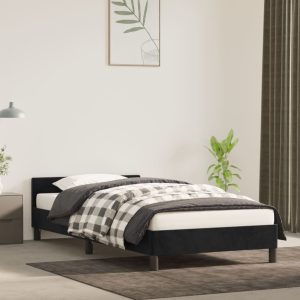 Bed Frame Black 107x203 cm King Single Size Velvet