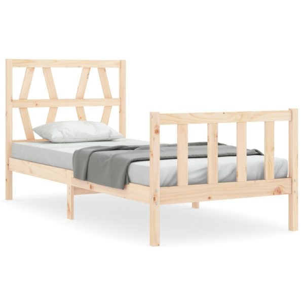 Bed Frame with Headboard Solid Wood – SINGLE, Brown