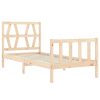 Bed Frame with Headboard Solid Wood – SINGLE, Brown