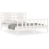 Bed Frame with Headboard White 153×203 cm Queen Solid Wood